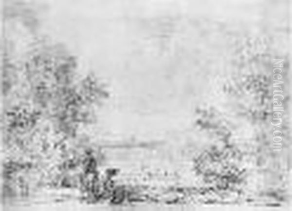 Vue Du Parc De Cassan, Pres De L'isle-adam Oil Painting by Jean-Honore Fragonard