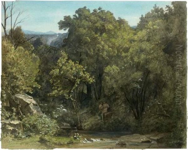 Le Bois Sacre
 Plume Et Encre Brune Sur Traits De Crayon Noir, Lavis Brun, Aquarelle, 
Pastel, Rehauts De Gouache Blanche, Traces De Mise Au Carreau Oil Painting by Francois Louis Francais