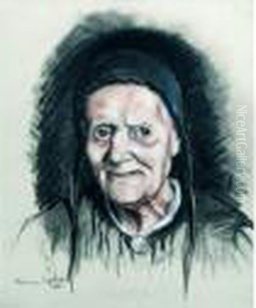 Portrait De Vieille Femme. Oil Painting by France Leplat