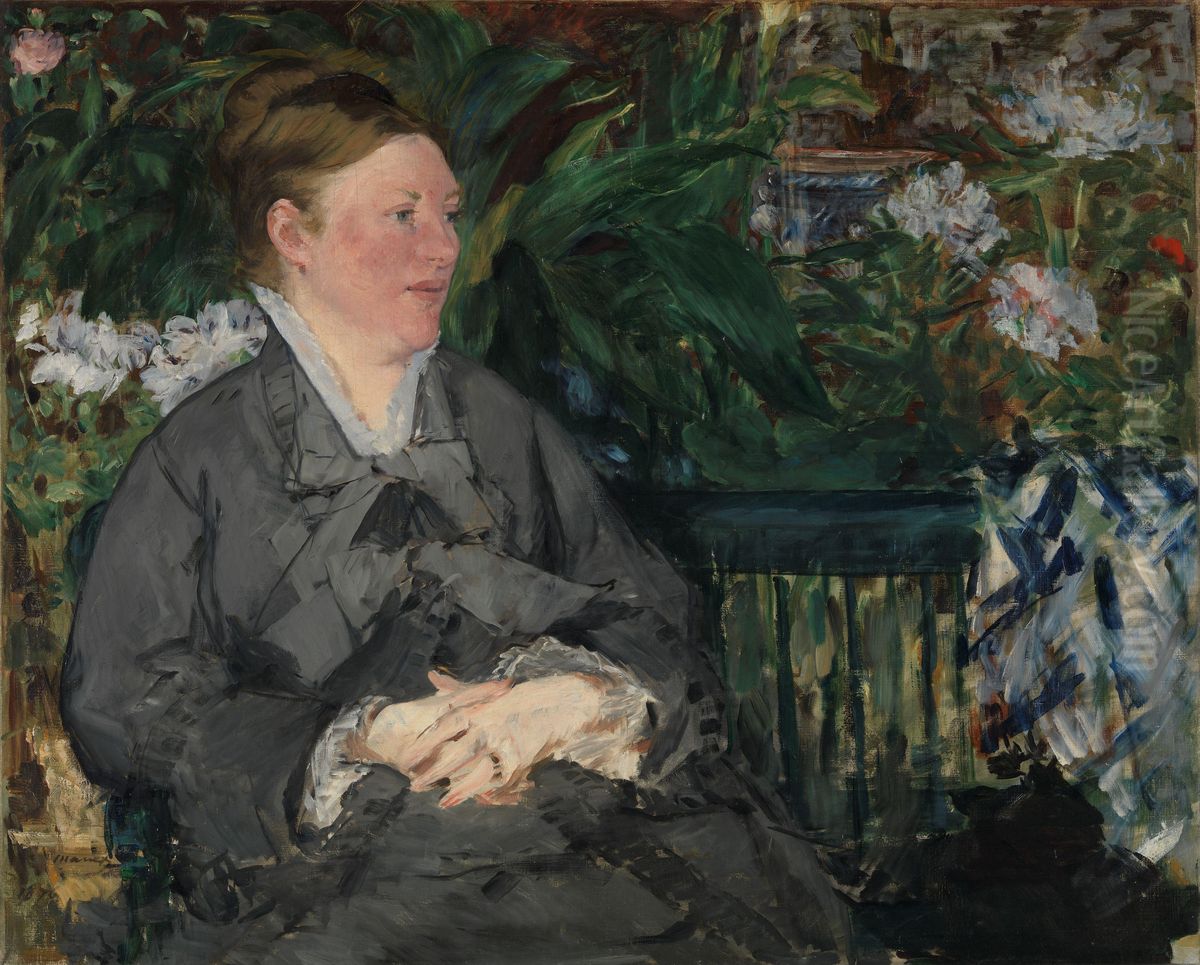 Madame Manet in the Conservatory Oil Painting by Edouard Manet