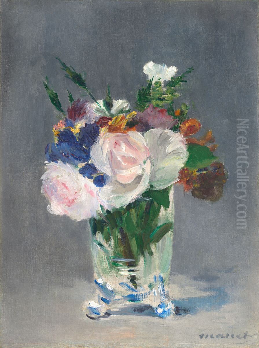Flowers In A Crystal Vase Oil Painting by Edouard Manet