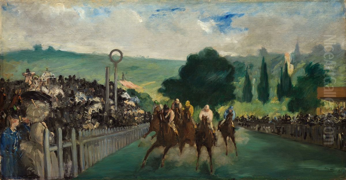 The Races at Longchamp Oil Painting by Edouard Manet