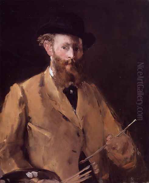 Self Portrait With A Palette Oil Painting by Edouard Manet