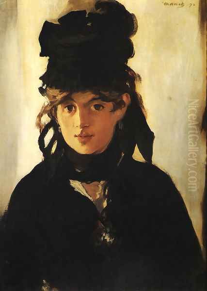 Portrait of Berthe Morisot Oil Painting by Edouard Manet