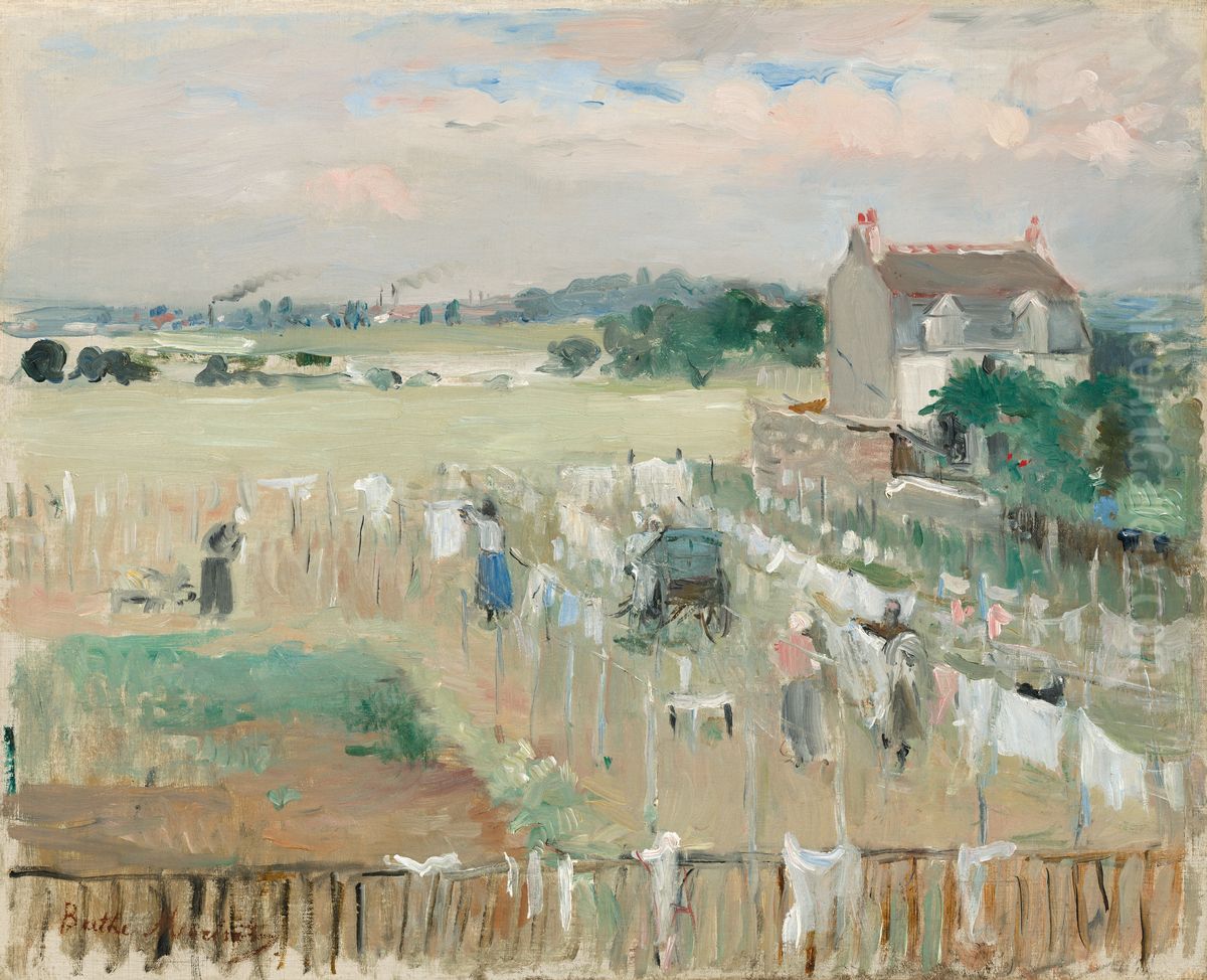 Hanging The Laundry Out To Dry Oil Painting by Berthe Morisot