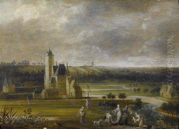 The Discovery Of Moses, 
Set In A Flemish Landscape Oil Painting by Frans II Francken