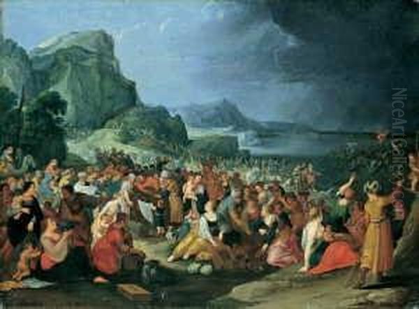 Nachfolge Die Israeliten Nach 
Dem Durchzug Durch Das Rote Meer. Ol Auf Leinwand. H 57,5; B 77 Cm. 
Farbtafel Oil Painting by Frans II Francken