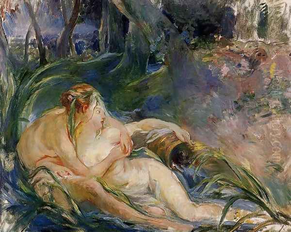 Two Nymphs Embracing Oil Painting by Berthe Morisot