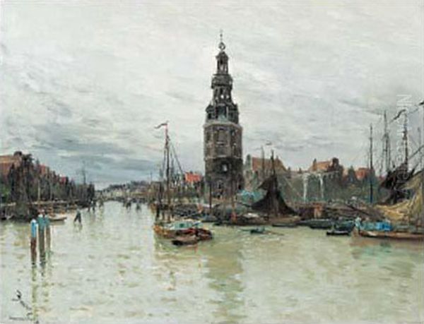 Vue Du Port D'amsterdam Oil Painting by Frank Myers Boggs