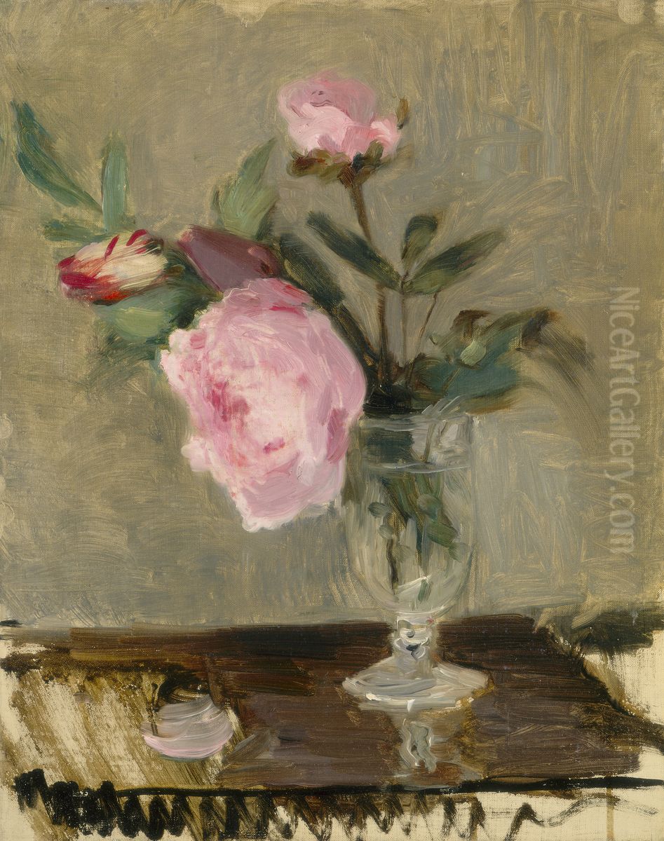 Peonies Oil Painting by Berthe Morisot
