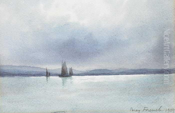 Sailboats On Carlingford Lough Oil Painting by William Percy French