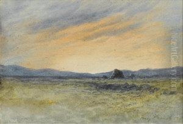 A Bog At Sunset Oil Painting by William Percy French