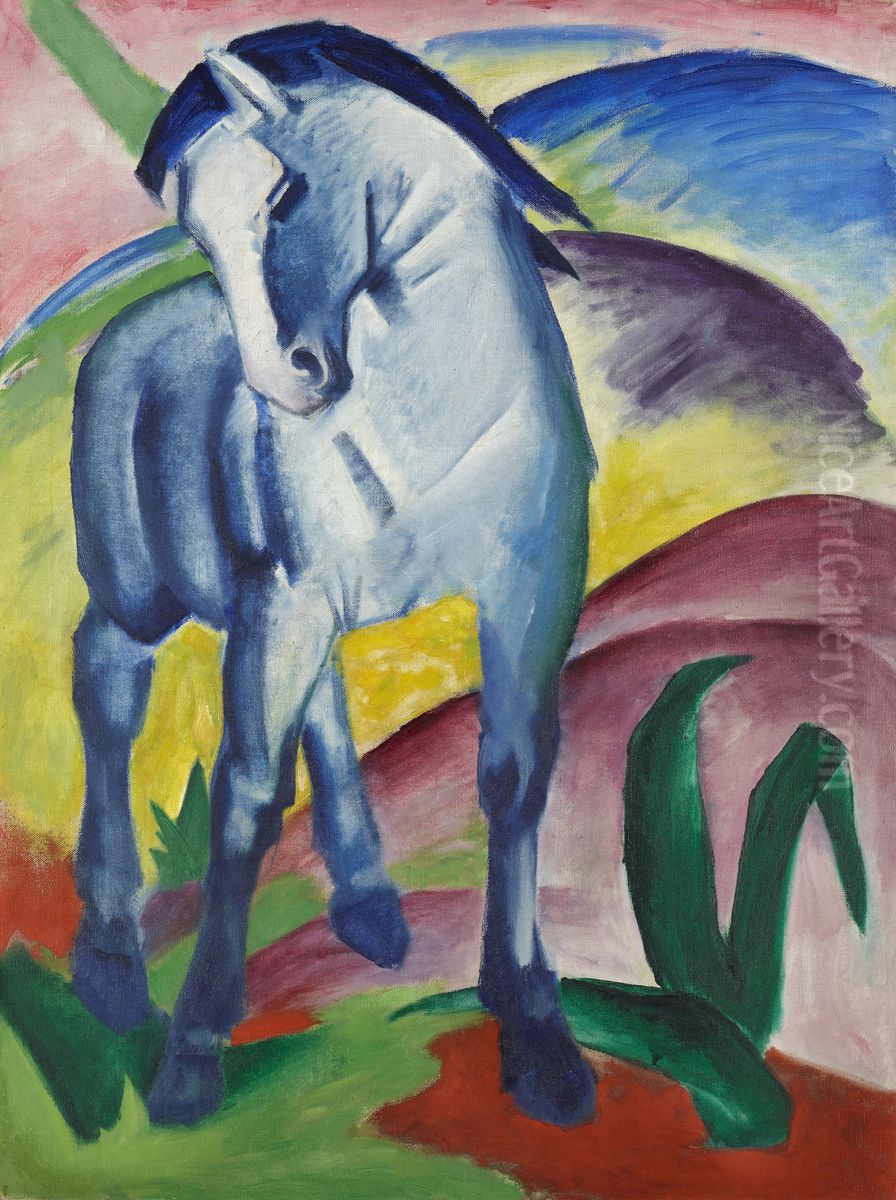 Blue Horse I Oil Painting by Franz Marc