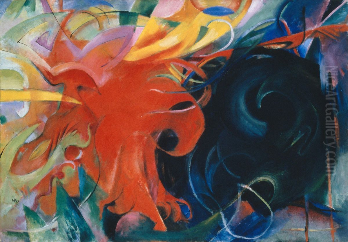 Fighting Forms Oil Painting by Franz Marc