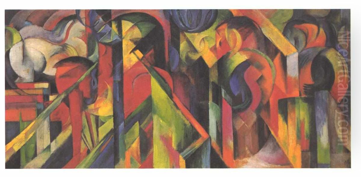 Stables Oil Painting by Franz Marc