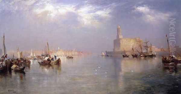 Vera Cruz Harbor Mexico Oil Painting by Thomas Moran