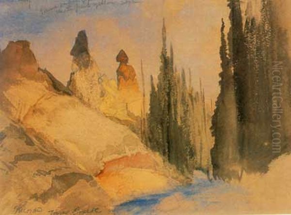 Tower Creek Oil Painting by Thomas Moran