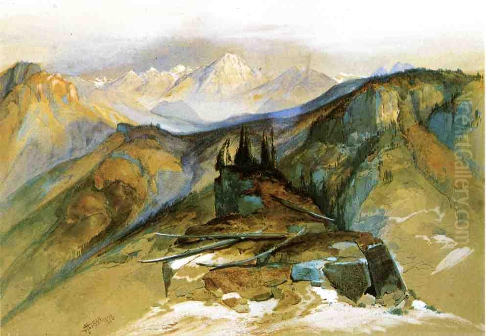 Distant Peaks Oil Painting by Thomas Moran