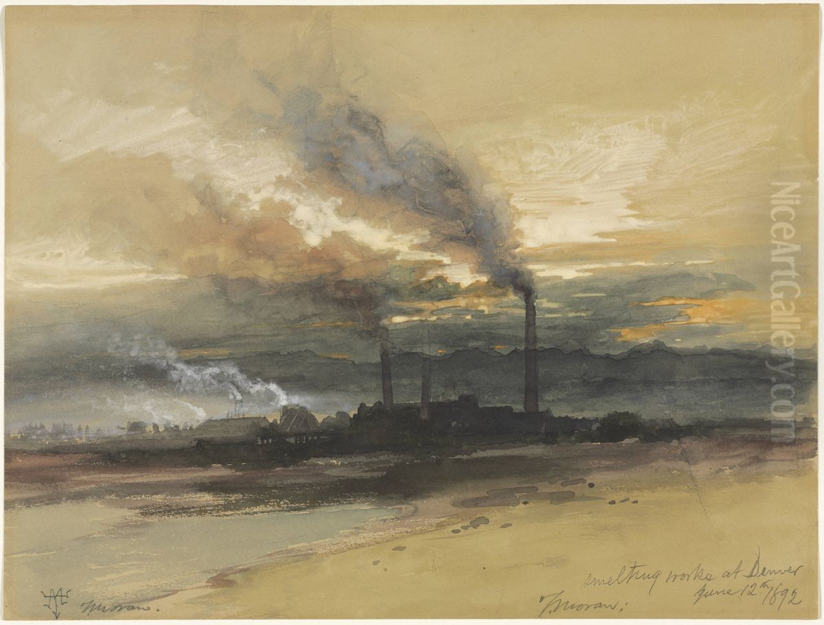 Smelting Works at Denver Oil Painting by Thomas Moran