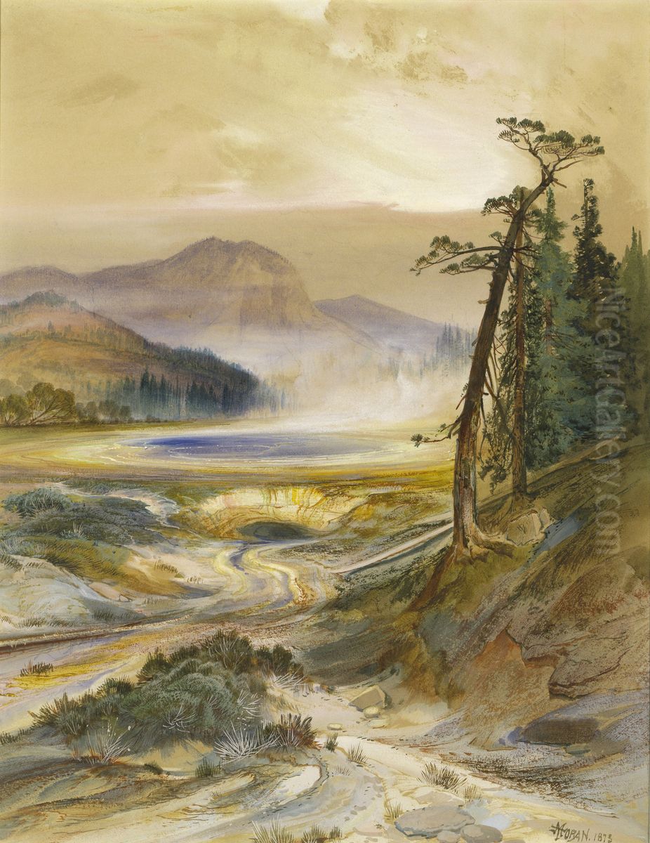 Excelsior Geyser, Yellowstone Park Oil Painting by Thomas Moran