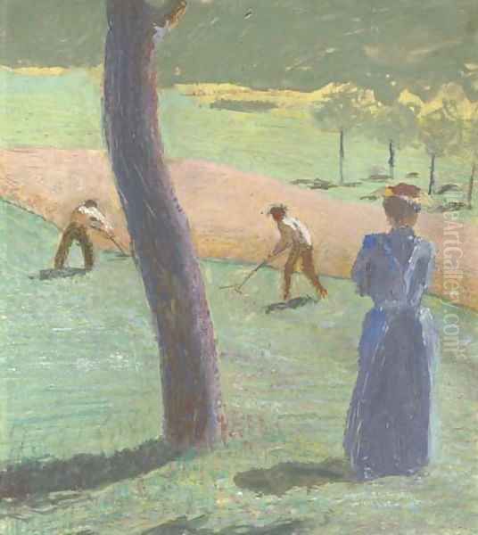 Arbeiter auf dem Feld bei Kandern Oil Painting by August Macke