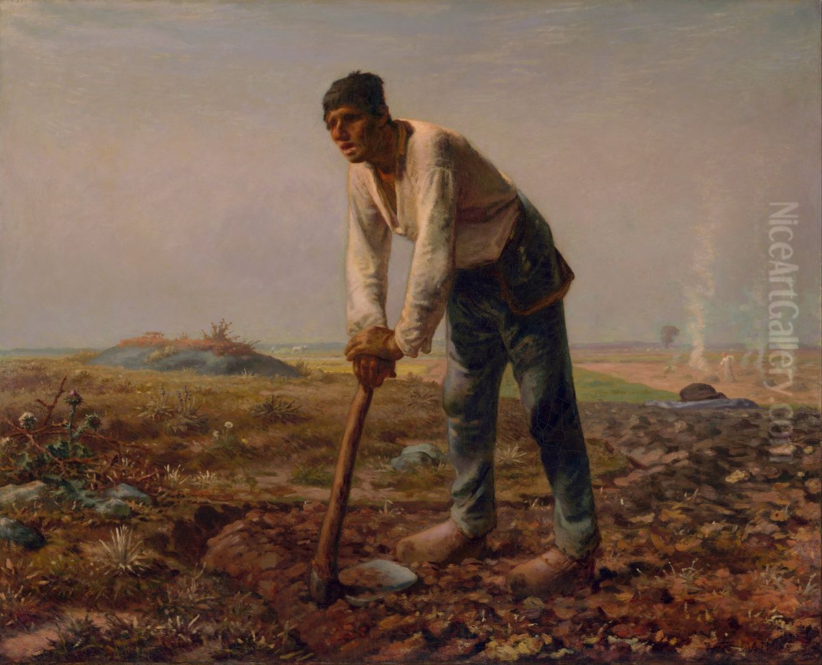 Man With A Hoe Oil Painting by Jean-Francois Millet