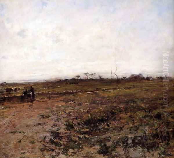 Landscape With Two Peasant Women Oil Painting by Jean-Francois Millet