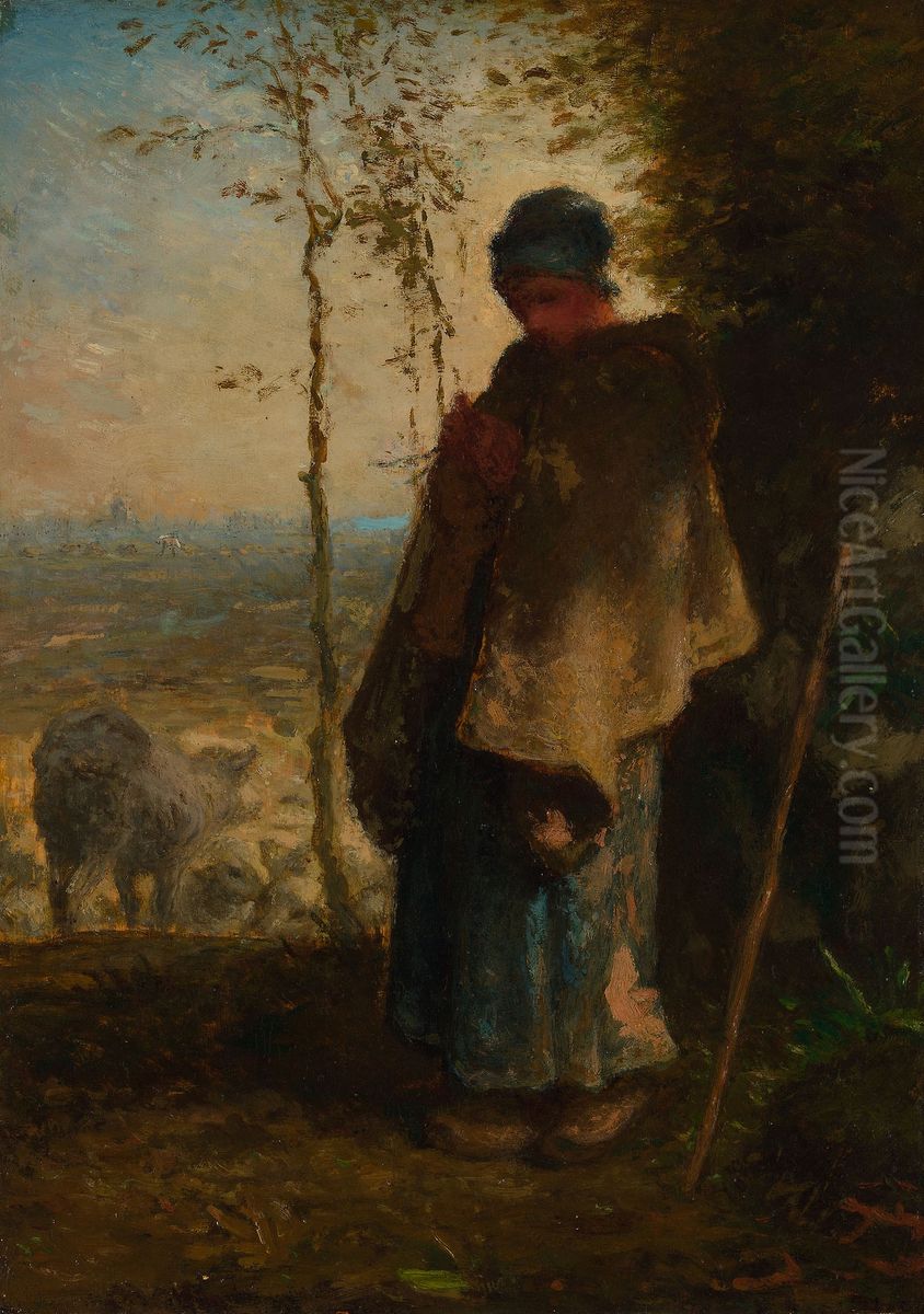 The Little Shepherdess Oil Painting by Jean-Francois Millet