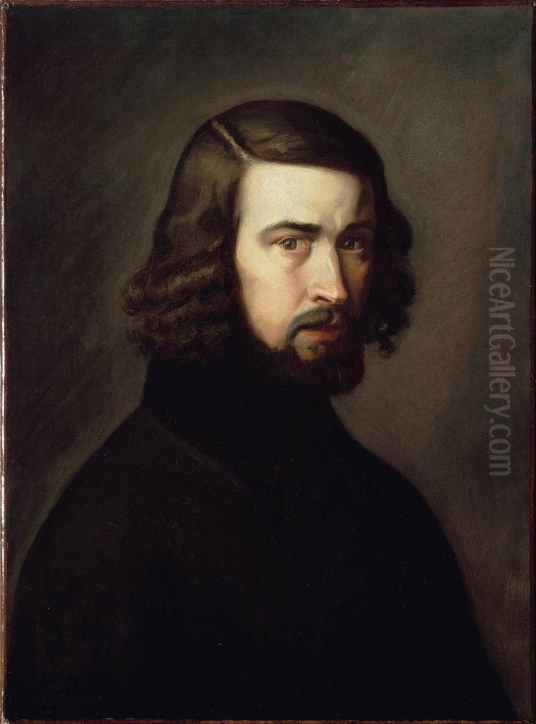 Self-Portrait Oil Painting by Jean-Francois Millet