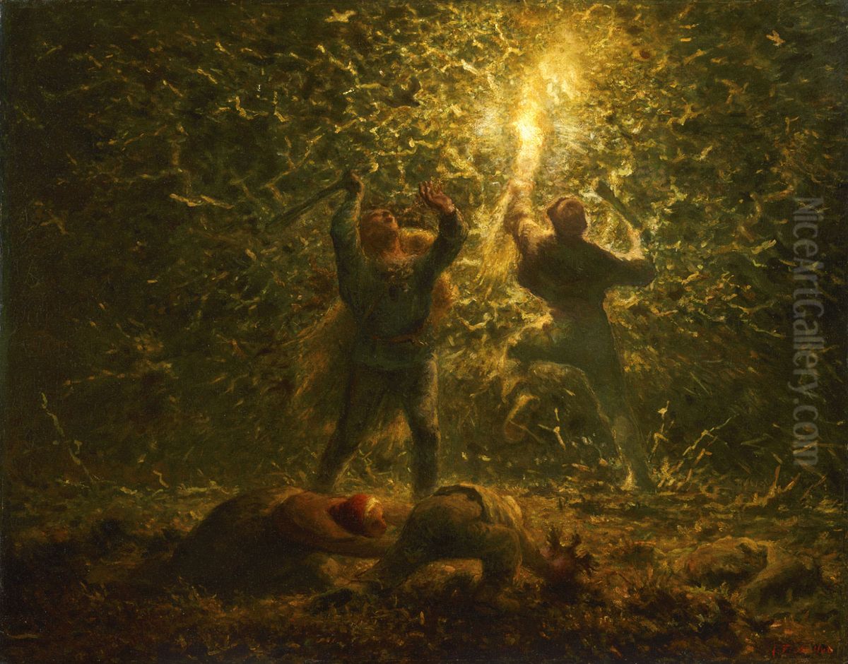 Hunting Birds at Night Oil Painting by Jean-Francois Millet