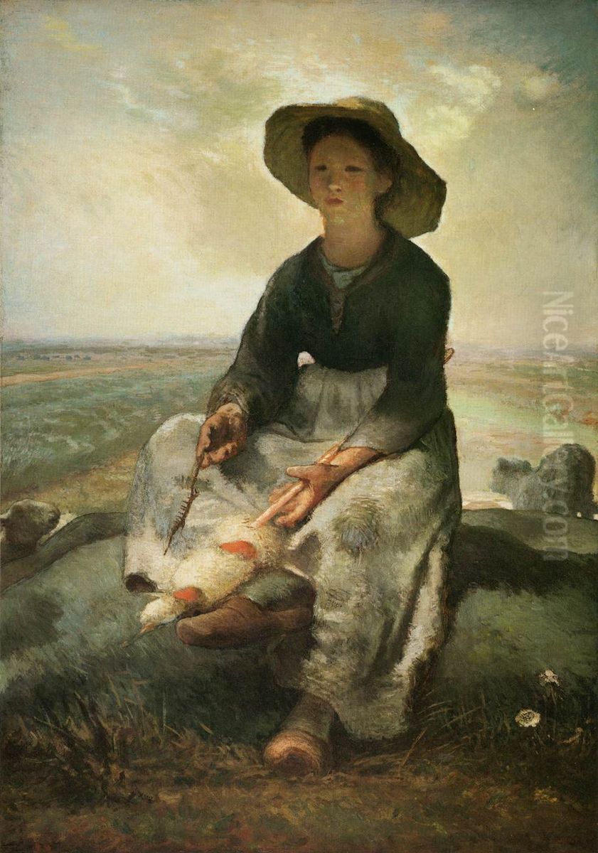 Young Shepherdess Oil Painting by Jean-Francois Millet