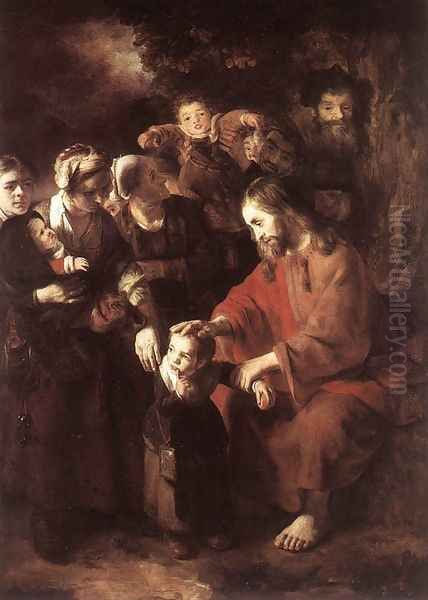 Christ Blessing the Children 1652-53 Oil Painting by Nicolaes Maes