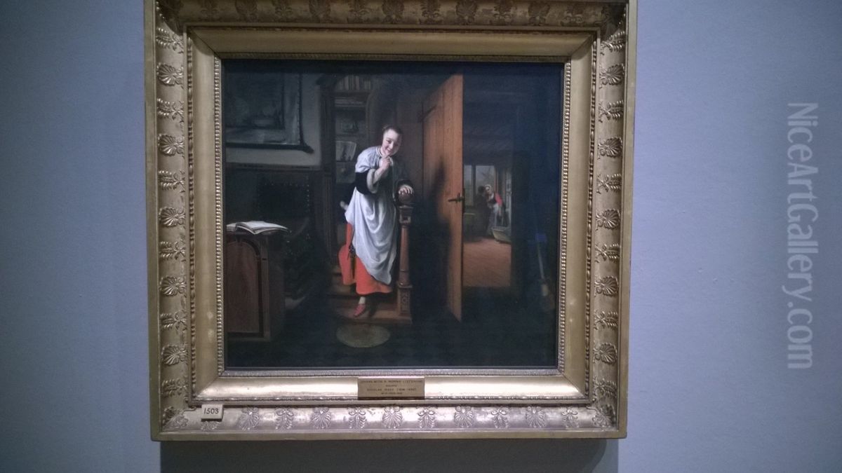 Lovers with a Woman Listening Oil Painting by Nicolaes Maes