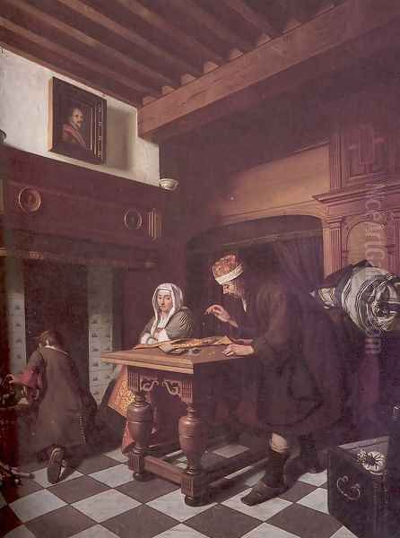 The Gold Weigher 1670-75 Oil Painting by Cornelis De Man