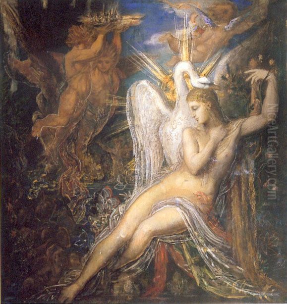 Leda Oil Painting by Gustave Moreau