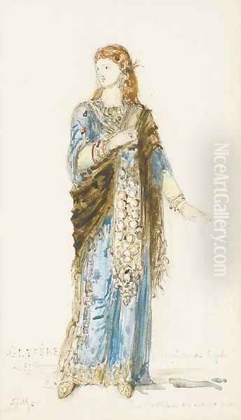 Costume design for Glycere from the final act of the opera Sapho by Charles Gounod Oil Painting by Gustave Moreau