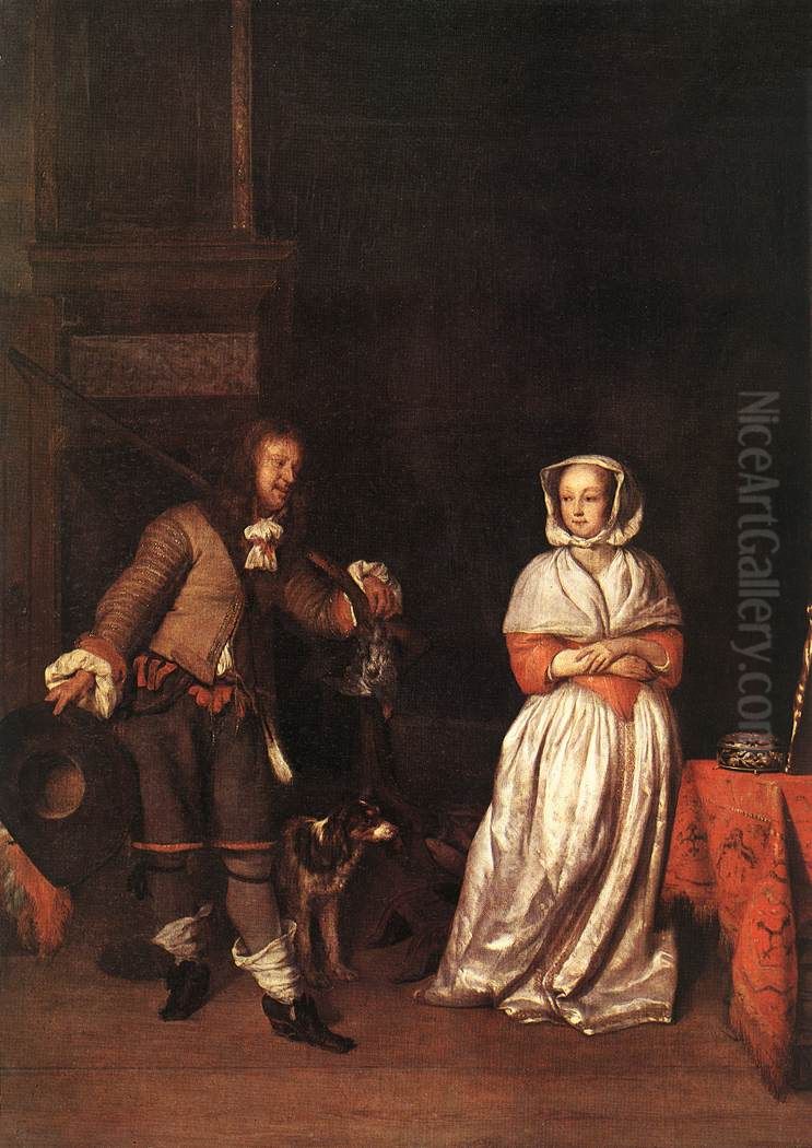 The Hunter and a Woman Oil Painting by Gabriel Metsu