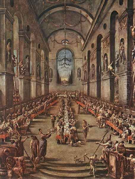 The Observant Friars in the Refectory 1736-37 Oil Painting by Alessandro Magnasco