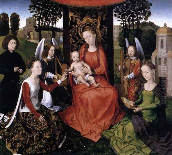 The Mystic Marriage of St Catherine 1479-80 Oil Painting by (manner of) Memling, Hans