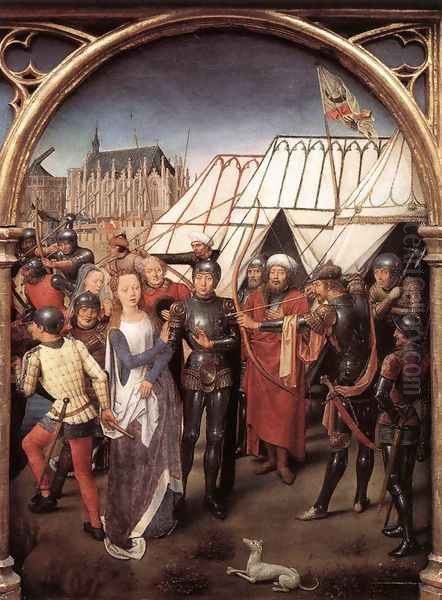 St Ursula Shrine- Martyrdom (scene 6) 1489 Oil Painting by (manner of) Memling, Hans