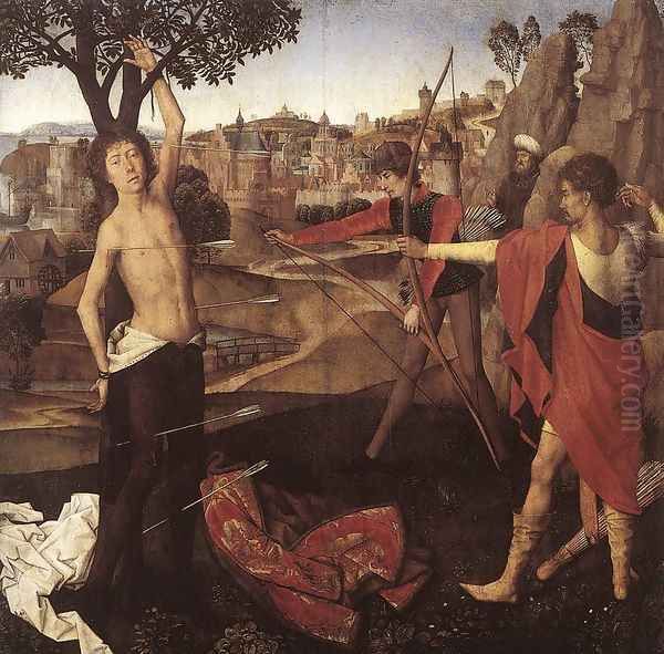 The Martyrdom of St Sebastian c. 1475 Oil Painting by (manner of) Memling, Hans