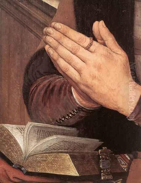 Diptych of Maarten Nieuwenhove (detail-2) 1487 Oil Painting by (manner of) Memling, Hans