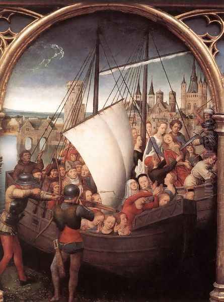 St Ursula Shrine- Martyrdom (scene 5) 1489 Oil Painting by (manner of) Memling, Hans