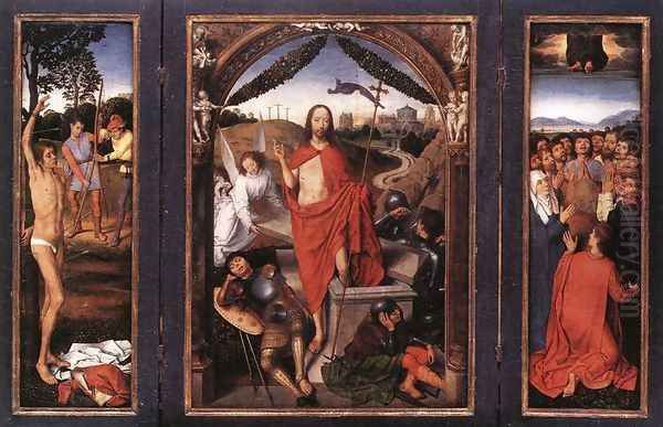 Triptych of the Resurrection c. 1490 Oil Painting by (manner of) Memling, Hans