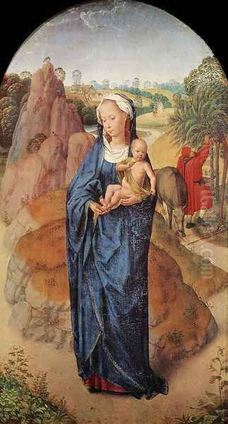 Virgin and Child in a Landscape Oil Painting by (manner of) Memling, Hans