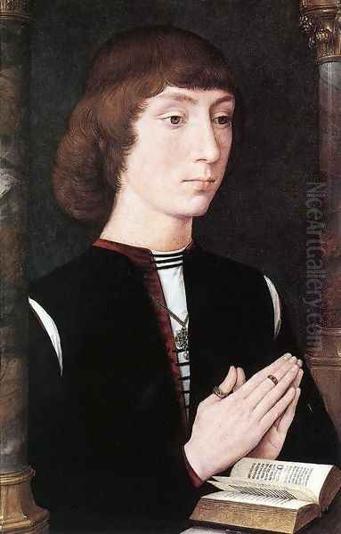 Young Man at Prayer c. 1475 Oil Painting by (manner of) Memling, Hans