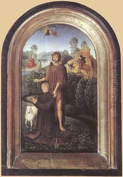 Diptych of Jean de Cellier (2) c. 1475 Oil Painting by (manner of) Memling, Hans