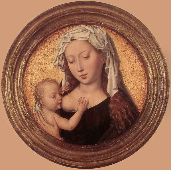 Virgin Suckling the Child 1487-90 Oil Painting by (manner of) Memling, Hans