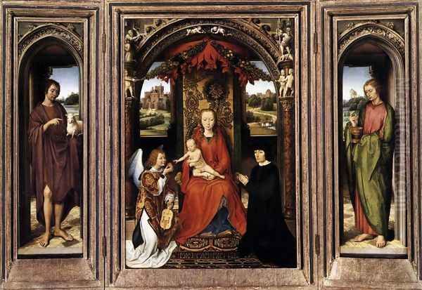 Triptych c. 1485 Oil Painting by (manner of) Memling, Hans