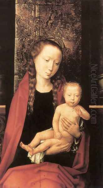 Virgin and Child Enthroned (detail) 1480s Oil Painting by (manner of) Memling, Hans
